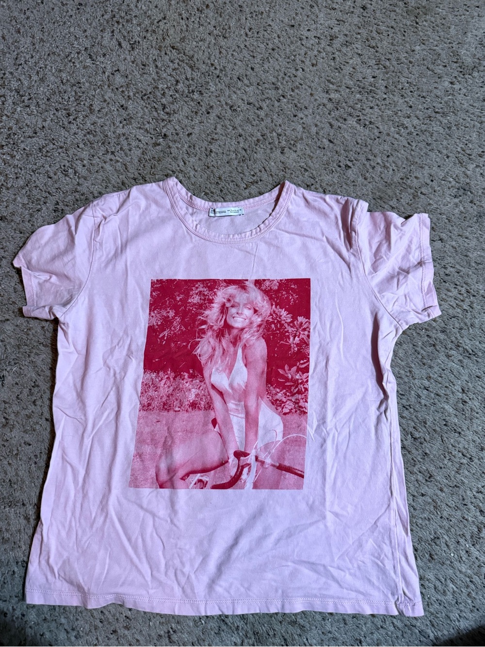 Zara Vintage-Style Pink Farrah Fawcett  Graphic Tee
